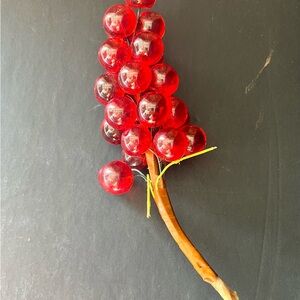 Elegant Red Glass Grape Cluster Decor